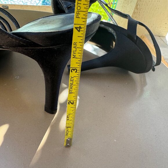 NEW Stuart Weitzman Black Satin Strappy Sandals 9M - Picture 3 of 7